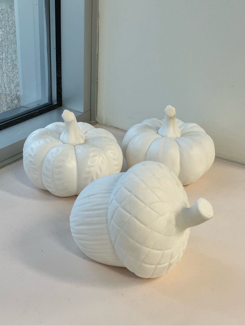 LIGHTS UP! Trio of White Ceramic Fall Decor